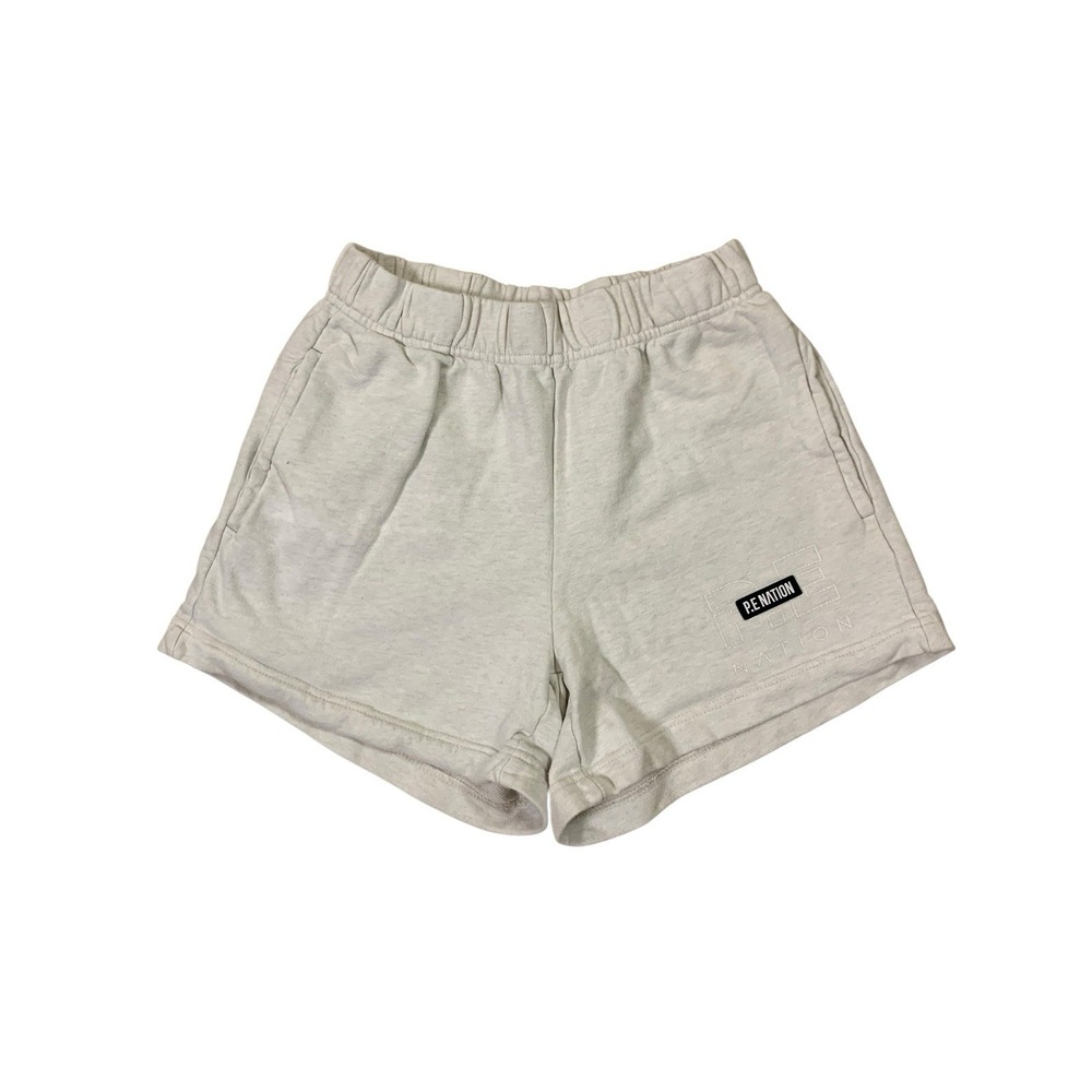 P.E. Nation Sweat Shorts XS Cream Logo Lounge Casual Athleisure